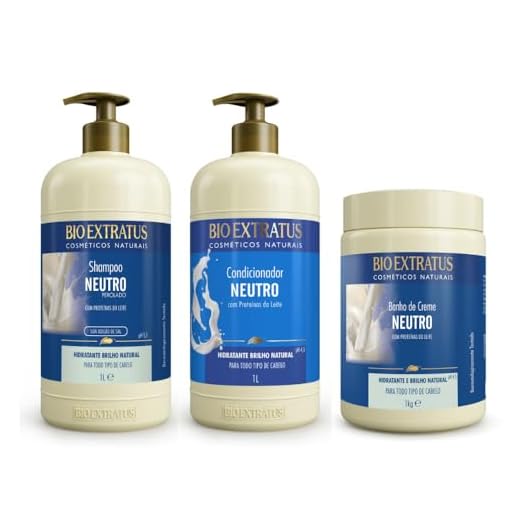 Kit Neutro Shampoo, Condicionador e Banho de Creme Bio Extratus - 1L