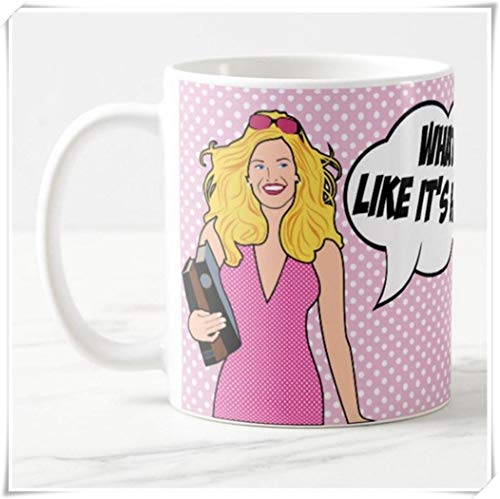 LeeHoomKok - Legally Blonde Inspired Coffee Mug, 11oz Ceramic Tea Cup With Harvard Law Theme, 'What, Like It's Hard?', Bar Exam Gift, Harvard Gift