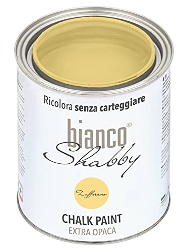 biancoShabby® Chalk Paint Zafferano Pintura Shabby Chic Vintage para Muebles y Paredes Extra Mate vuelva a dar color fácilmente todo tipo de material sin lijar (1 l Paquete de 1)
