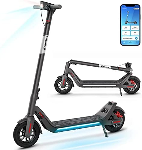Electric Scooter Adults, HOVSCO 500W Peak 650W Motor Escooter, 10" Solid Tires, Up to 30 Miles Range, Max Speed 19 Mph Folding Commuter Scooter Electric for Adults with Double Braking System