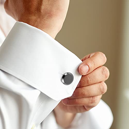 Dannyshi Cufflinks For Men Classic Wedding Business Shirt Cuff Links Silver Gold Black Set Gifts With Box (Silver+Black) #TOP3