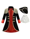yolsun Napoleon Costume for Kids, Boys Founding Father Costume, Colonial dress up Set for Children(Medium,5-6Years,Black)