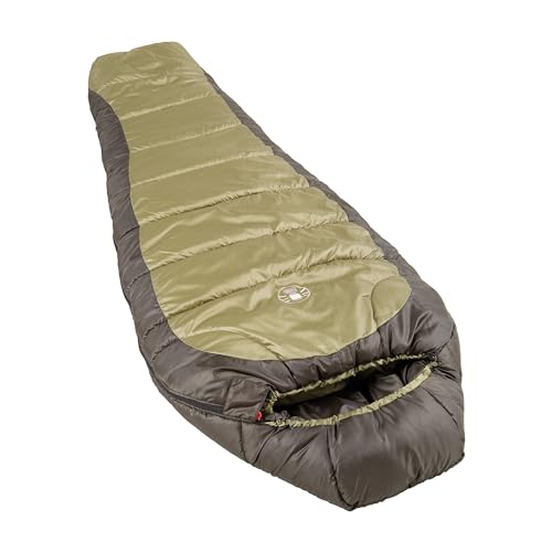 Coleman North Rim 0°F Big & Tall Sleeping Bag, Cold-Weather Mummy Sleep Sack with No-Snag Zipper & Adjustable Hood for Warmth & Ventilation, Large Camping Sleeping Bag