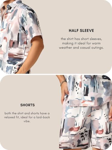 Image of GRECIILOOKS Co Ord Set for Men | Trendy Night Dress for Boys | Shirt and Shorts Combo for Lounge | Stylish Summer and Travel Outfit | Men's Matching Two-Piece for Vacation
