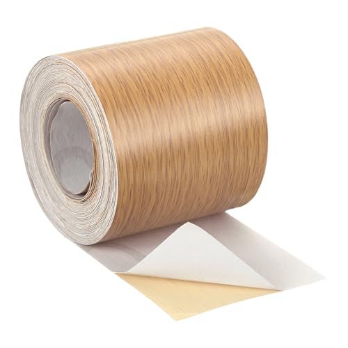 Image of uxcell 1 Roll Wood Grain Tape, 2.36 inch x 49 Ft Realistic Textured Repair Tape Self Adhesive Wood Textured Patch for Floor Wall Door Table Cabinets Desk Furniture Home Decor(Orange)