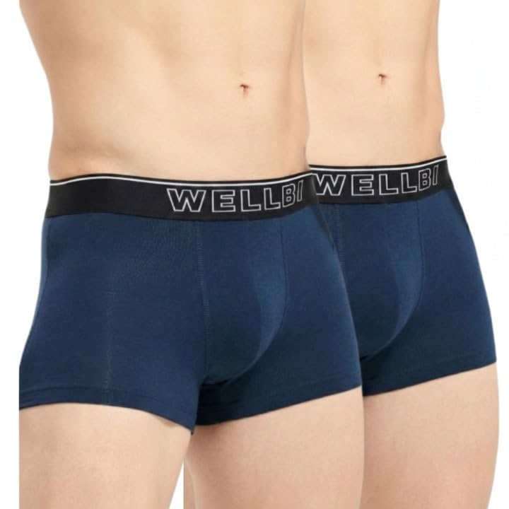 Image of Wellbi Mens Bamboo-Cotton Solid Trunks | 3x Softer Than Cotton | Breathable | Moisture-Wicking | 5x Odour Control | 4-Way Stretch | No Ride-Up Underwear