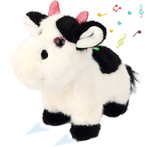Cuteoy Walking Cow Plush Cattle Stuffed Speaking Moo Electric Interactive Animated Toy Electronic Buddy Birthday Festival For Toddlers，7'' #TOP12