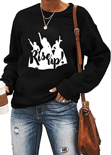 Yimoya Womens Hamilton Lyrics Sweatshirts Long Sleeve Rise Up Musical Pullovers Graphic Sweater Tops (A-Black S)