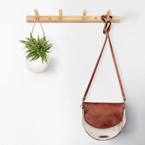 Homode BCH01-4H Modern Bamboo Wooden Entryway Coat Hooks, Bathroom Kitchen Towel Rack thumb #1