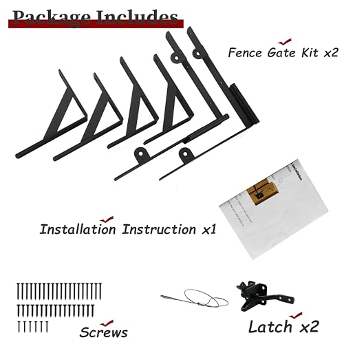 Image of 2 Sets Gate Kit Gate Corner Brace Bracket Heavy Duty Anti Sag Gate Frame Kit with a Self-Locking Gate Latch, Gate Kits for Wooden Fence Garden Wooden Driveway Gates,Shed Doors, Corral Gates