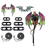 COMSUN 2 Pack Bearded Dragon Lizard Harness Leash Set, Adjustable Reptile Lizard Leashes with Adorable Dinosaur Wing for Geckos, Chameleon, Lizards