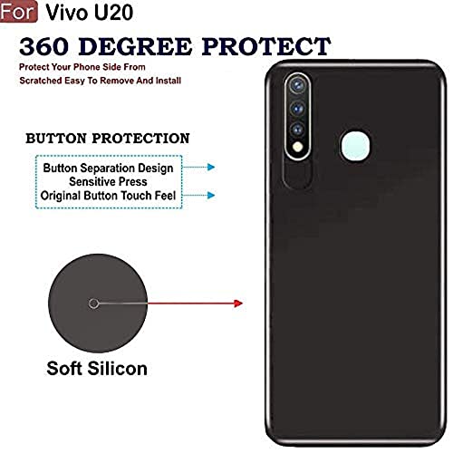 Image of Mobile Back Cover Case for Vivo U20 (Silicone Case|CameraProtection|Black SC1510)