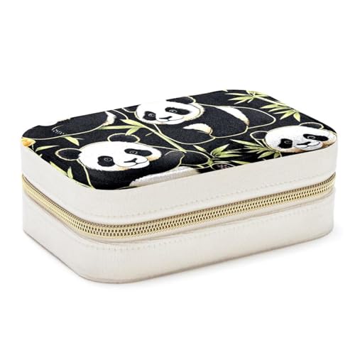 Boîte à bijoux spacieuse panda double couche de rangement nomade - 2