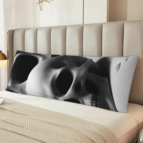 Housse de coussin douce zippée grand format imprimé crânes contrastés pour salon