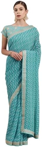 SIRIL Women's Bandhani Printed Georgette Saree with Unstitched Blouse Piece