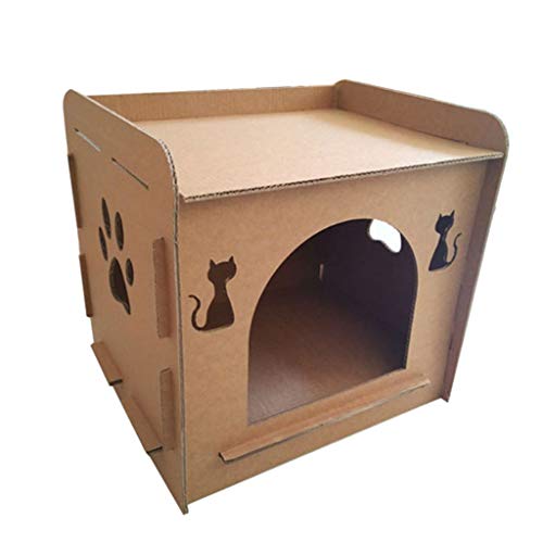 Lazder - Casa rascador de cartón para gatos, cama nido para gatitos en forma de casa, juguete masticable y para afilar las garras para mascotas Cover