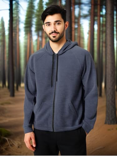 Image of Mens Zipper Hoodie Jacket Cotton Hooded Sweatshirt for Men Stylish Travel Wear Winter Outfit, Full Sleeve Fashion Dress for Man Casual Look