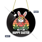 Happy 420 Easter Day Bunny Smoking door sign round for home