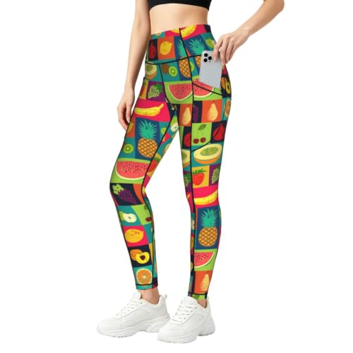 Leggings de yoga de frutas que no se transparentan y elásticos para mujer