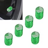 Dewkou 5 PCS Tire Valve Stem Caps, Dust Tire Air Cover, Suitable for Car Bike Aluminum Gas Nozzle (Green #American Flag)