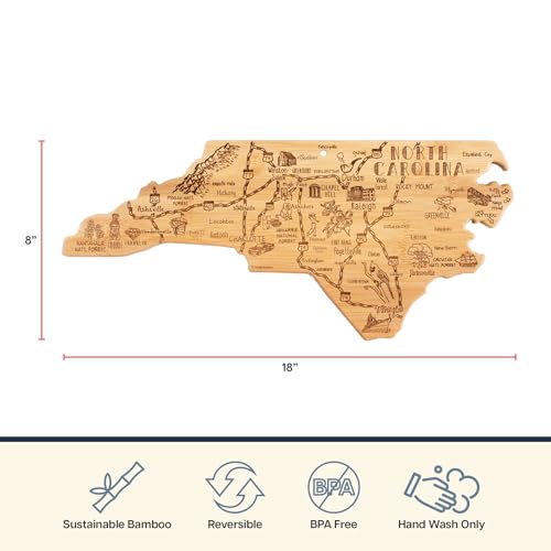 Totally Bamboo Destination North Carolina State Shaped Cutting Board, Charcuterie and Cheese Serving Board – North Carolina Gift for Home Décor or Everyday Kitchen Use - Image 4