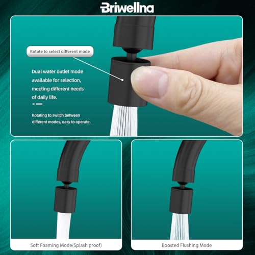 Briwellna elektrische wasserhahn 220V wasserhahn mit durchlauferhitzer 360 Grad Rotieren und Digitalanzeige,Warmwasserhahn mit Universelle Düse (Schwarz)