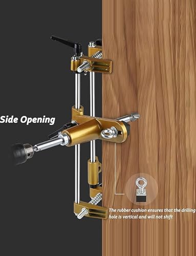 Kit de mortaja de madera para cerradura de puerta, 5 cuchillas, cortador de acero de tungsteno para una apertura precisa del agujero, plantilla ajustable para instalación de huellas dactilares y