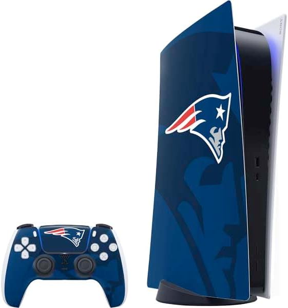 Skinit Decal Gaming Skin Compatible with PS5 Bundle - Officially Licensed NFL New England Patriots Double Vision Design