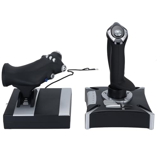FAUOSWUK Joystick de Simulación, Controlador de Juego USB Gaming Flight Simulator con Retroalimentación de Amortiguación 4 Ejes 8 Vías POV 16 Teclas Programables, para Series X S Wins 7