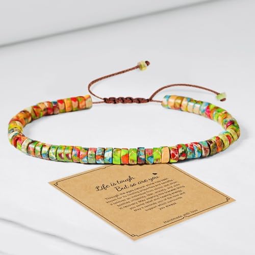 Fangool Healing Bracelets for Women : Inspirational Natural Stone Bracelets - Get Well Soon Present - Spiritual Present Thoughtful Gift for Friends Sister, Life is Tough But So are You Bracelet2