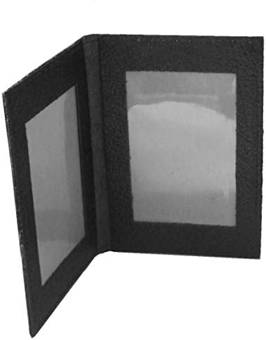 Leather Bus Pass Holder, Oyster Card, ID Cover, Photo ID Window (Double Black)