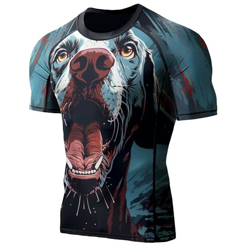 Desantiago Men's Rash Guard Shirts Short Sleeve, Non See-Through Fabric Compression Shirt