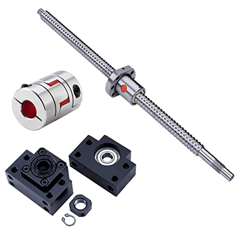 1610 Linear Motion CNC Ball Screw with Anti Backlash Nut, Coavoo SFU1610 850mm / 33.46 inch 16mm Ballscrew + BK12 BF12 Bearing End Support + Coupler