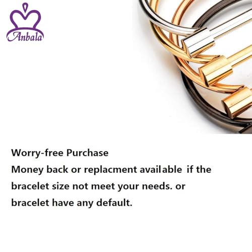 ANBALA Stylish Titanium Steel D Shape Bar Screw and Shackle Cuff Bangle Bracelet for Unisex, Silver,Flat Head Screw3