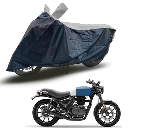 Image of Hunter 350 Two Wheeler Bike Cover Accessories - Dustproof - UV Protection - Premium Bike Cover Black Silver