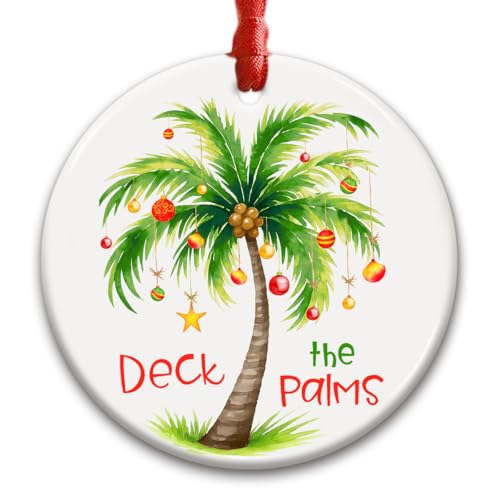 CHOANG Tropical Palm Tree Christmas Ornament - Coastal Beach Holiday Decoration, Funny Ceramic Gift...