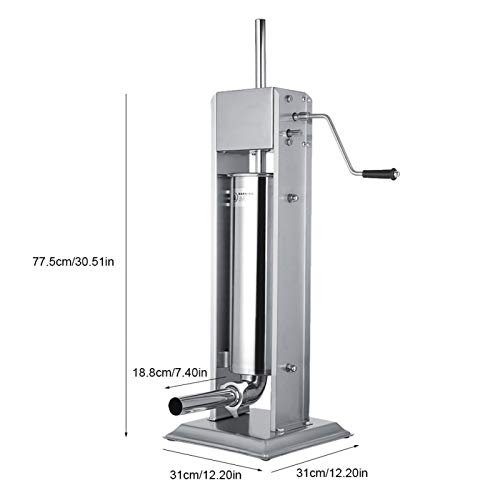 Raguso Manuelle Wurstfüllmaschine 7l Edelstahl Vertikal einstellbare Geschwindigkeit Wurstpuffer Abnehmbares… – Bild 3