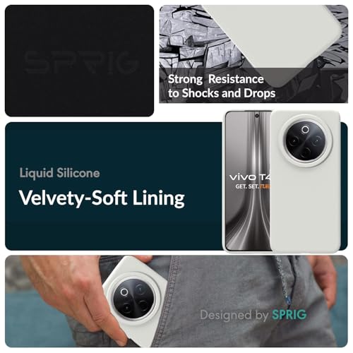 Image of SPRIG Compatible with Vivo T4 Premium SilkTone Back Cover Drop Tested Shock Proof Mobile Case for Men, Women, Boys and Girls with Camera Protection (Light Grey)