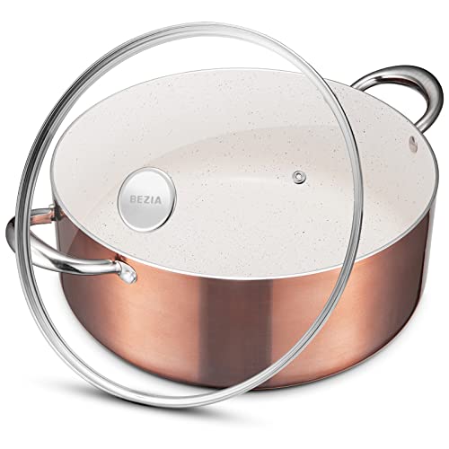BEZIA 8 Quart Pot with Lid, Nonstick Cooking Pot with Lid, Induction Pasta Pot, Soup Pot, Large Stockpot, Stew Pot, Simmering Pot,Â Compatible with All Stoves, Easy Cleanupï¼†Oven safe