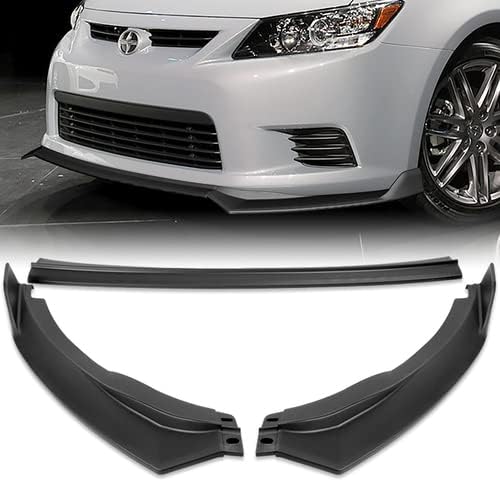 3 Pieces ABS V-Style Front Bumper Lip Spoiler Splitter Side Body Kit Trim Protection Compatible with 2011-2013 Scion tC, 2012 (Matt Black)