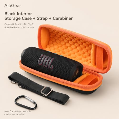 Image of Travel Carry Case for New JBL Flip 7, 6, 5, 4, 3 Portable Speaker, Shockproof, Dustproof, Protective Cover Storage Bag (Orange Inside)