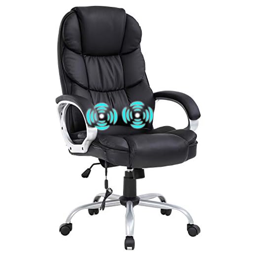 Home Office Chair Massage Desk Chair Ergonomic Computer Chair with Lumbar Support Headrest Armrest High Back Task Chair Rolling Swivel PU Leather Executive Chair for Women Adults, Black