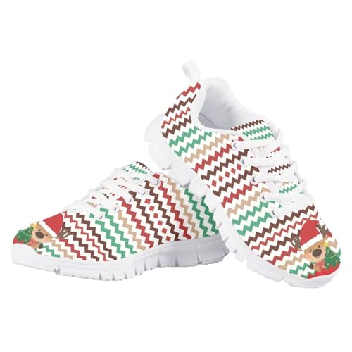 Christmas Kids Lace Up Sneakers for Boys Girls Non Slip Running Shoes Lightweight Tennis Athletic Sneakers Breathable Sports Shoes for Little Kid Size11-13/ Big Kids Size1-5