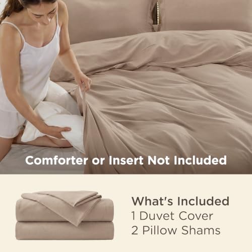 Image of Bedsure Duvet Cover King Size, 3Pcs Double Brushed Bedding Set, Light Brown | For Kids & Adults, 104 inchx90 inch Comforter Cover, Hotel Luxury, All Season, Breathable, Easy Care, Lightweight, Zipper Closure