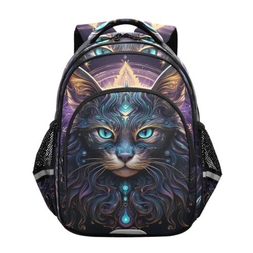 Cartable scolaire chat bleu brillant pour dos sensible enfant 3-12 ans