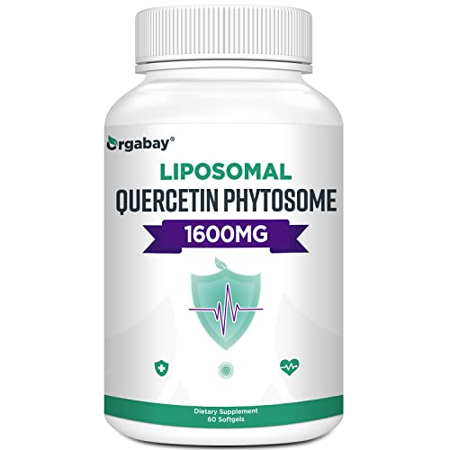 Orgabay Liposomal Quercetin Phytosome 1600 mg Bromelain 200mg Zinc 30mg Vitamin C Turmeric 40 mg Highest Absorption Quercetin Complex 60 Softgels
