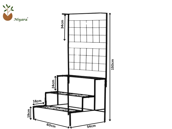 Image of Niyara || Metal Planter Stand || Plant Stand for Pots|| Outdoor Plant Stand (Black 4 Tier Stand)