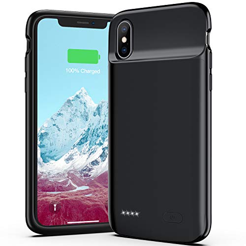 OMEETIE Battery Charging Case for iPhone X/Xs/10, 4100mAh Ultra Slim Portable Charging Case, Protective Rechargeable Charger Case Extended Battery Pack Compatible with iPhone X Xs (5.8 inch) (Black)