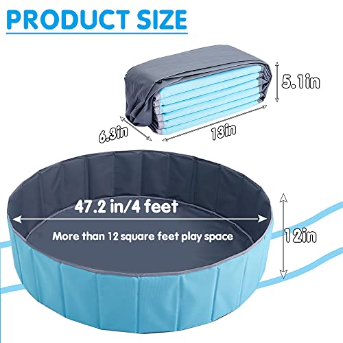 Tukiie Ball Pit For Toddlers & Kids, 47" Large Foldable Play Ball Pool With Storage Bag, Portable Baby Playpen Yard Fence For Outdoor, Indoor(Light Blue) #TOP5