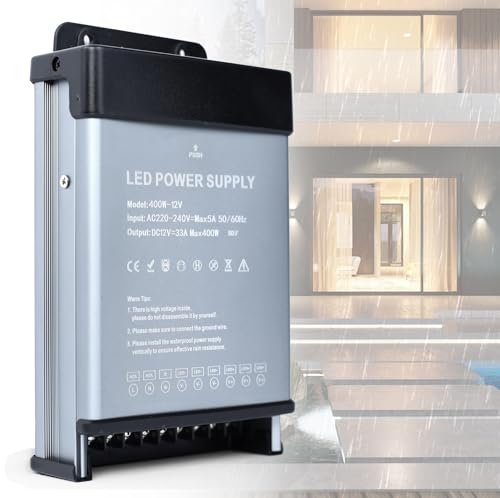 【Trasformatore 12V LED Impermeabile】Grado di protezione del driver LED IP44. L'involucro del trasformatore è realizzato in materiale di alluminio con buone prestazioni di impermeabilità, buone prestazioni di isolamento, resistente alla polvere e all'umidità. Il trasformatore LED ha un certo grado di resistenza alla pioggia ma non è completamente impermeabile. Installare il trasformatore verticalmente per garantire che il guscio esterno possa proteggere meglio le interfacce interne.